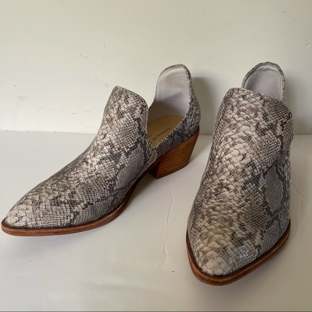 Chinese Laundry snakeskin booties